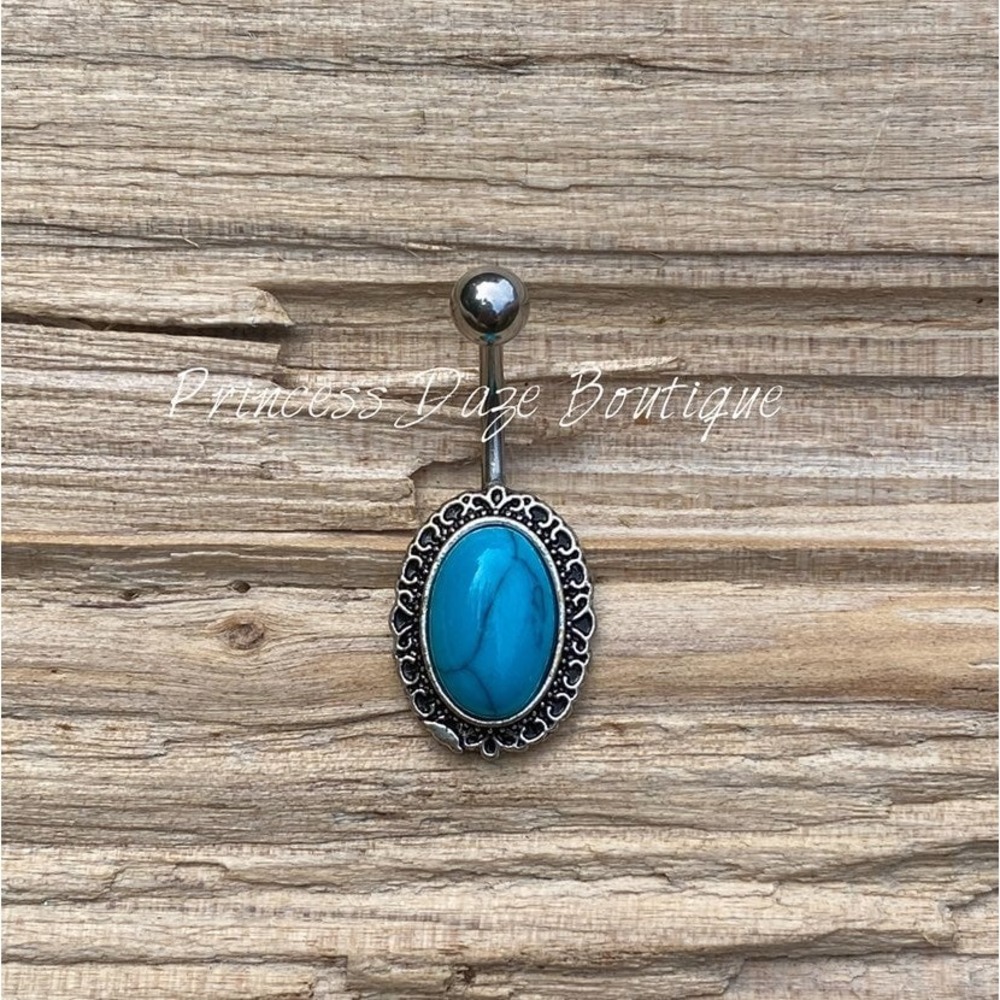 Vintage Turquoise Belly Button Ring